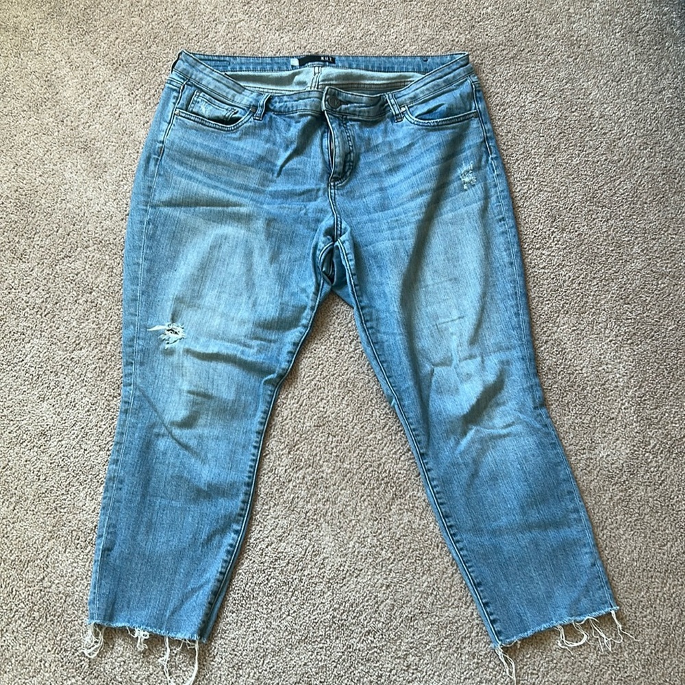 Reece Distressed Ankle Jeans, 14W